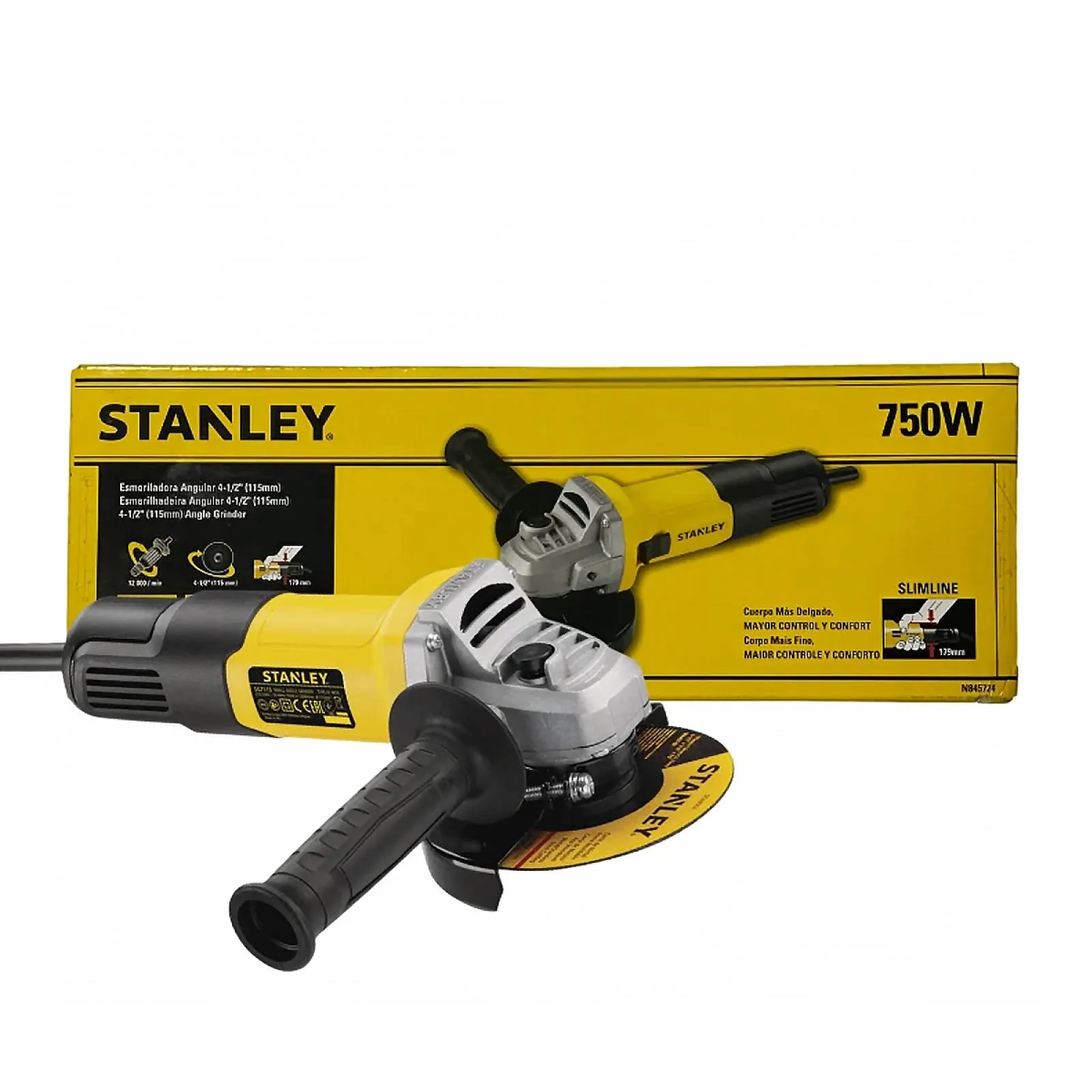 Esmeriladora 4-1/2 " Stanley 750 W