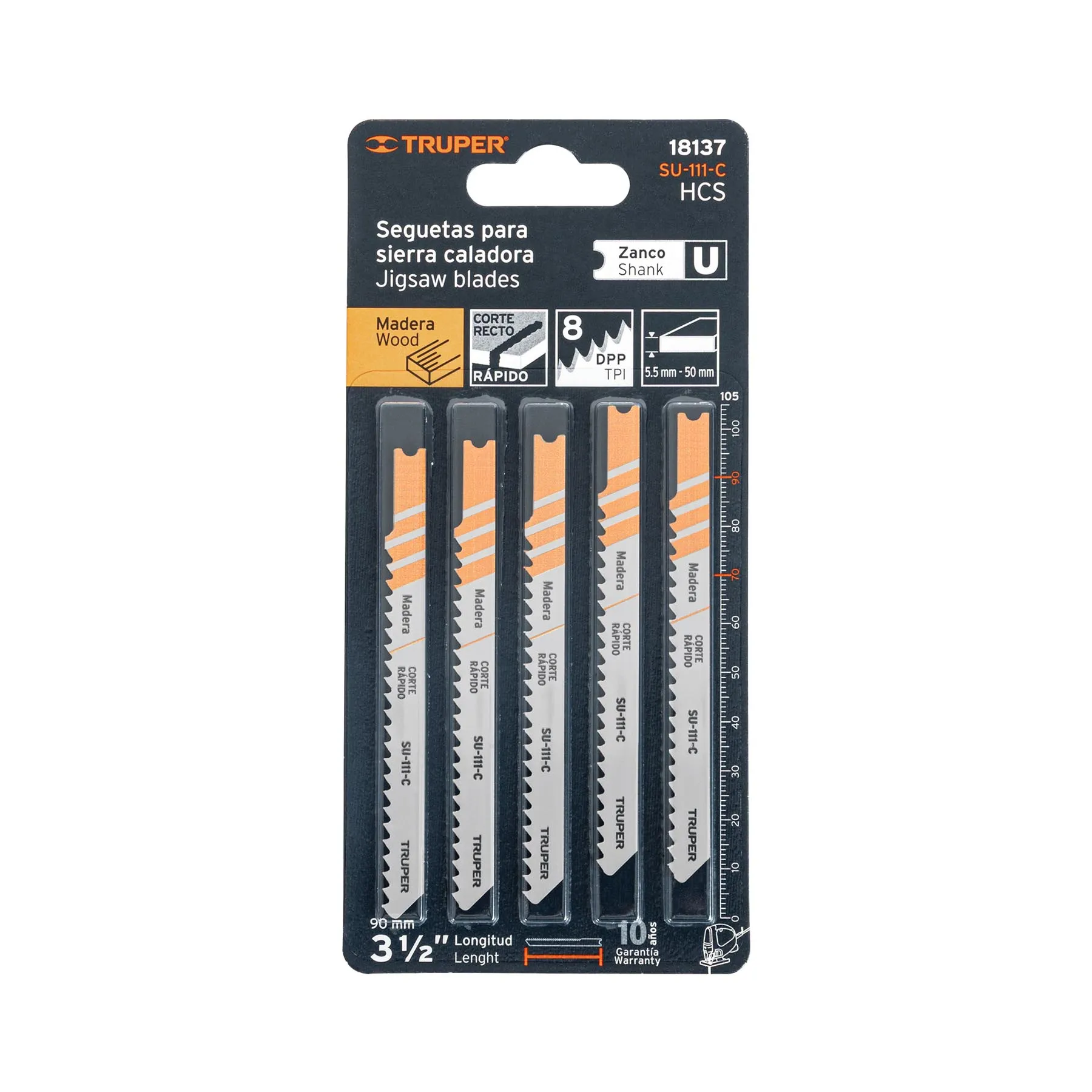 Segueta para sierra caladora SU-111-C Truper Blister ( 5 pz ) Para madera