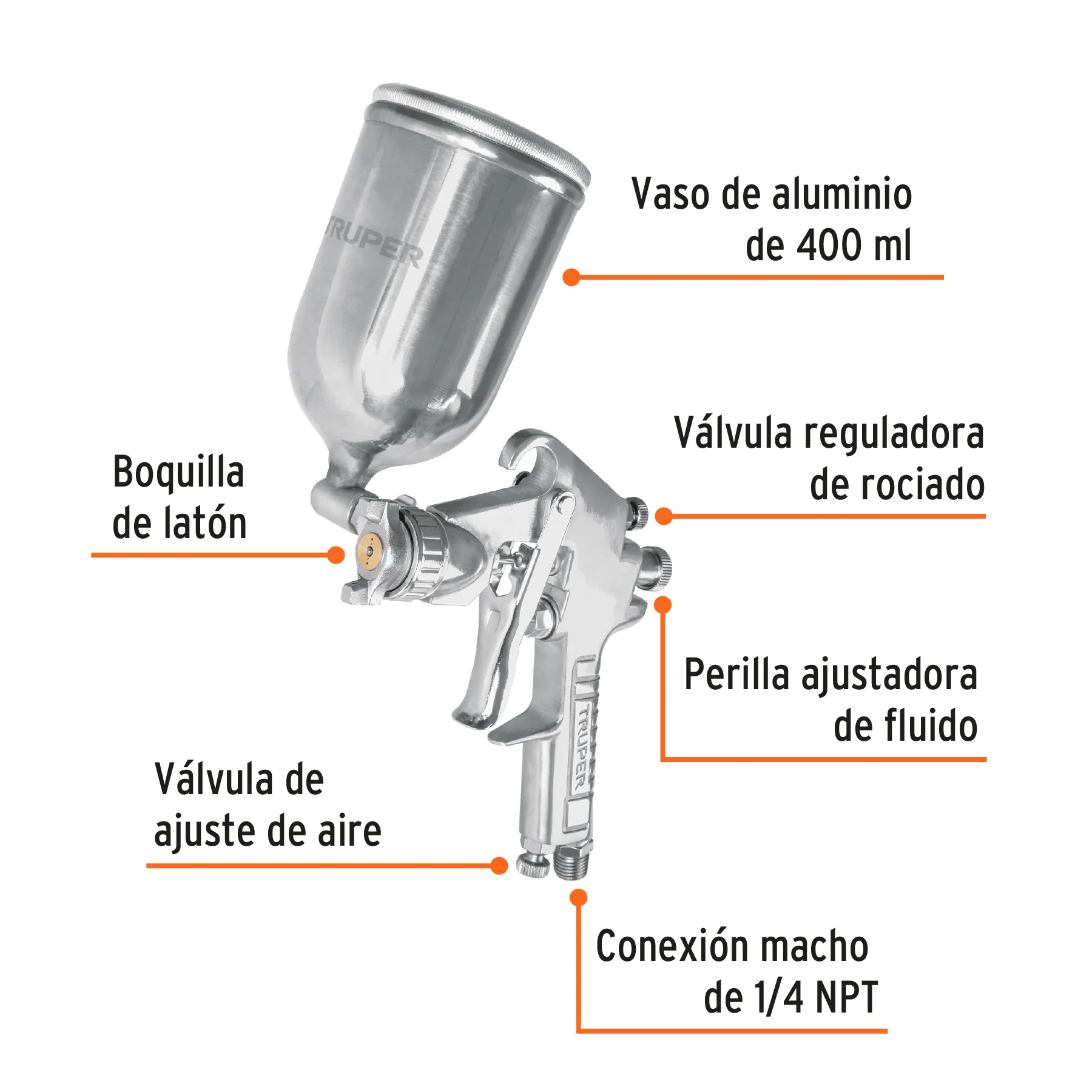 Pistola para pintar 400 ML Truper De mediana presion