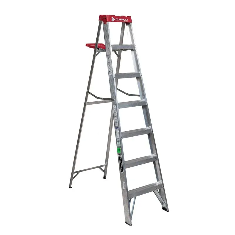 Escalera 2.13 m 150 kg (uso comercial) Cuprum Aluminio 6 peldaños Tijera