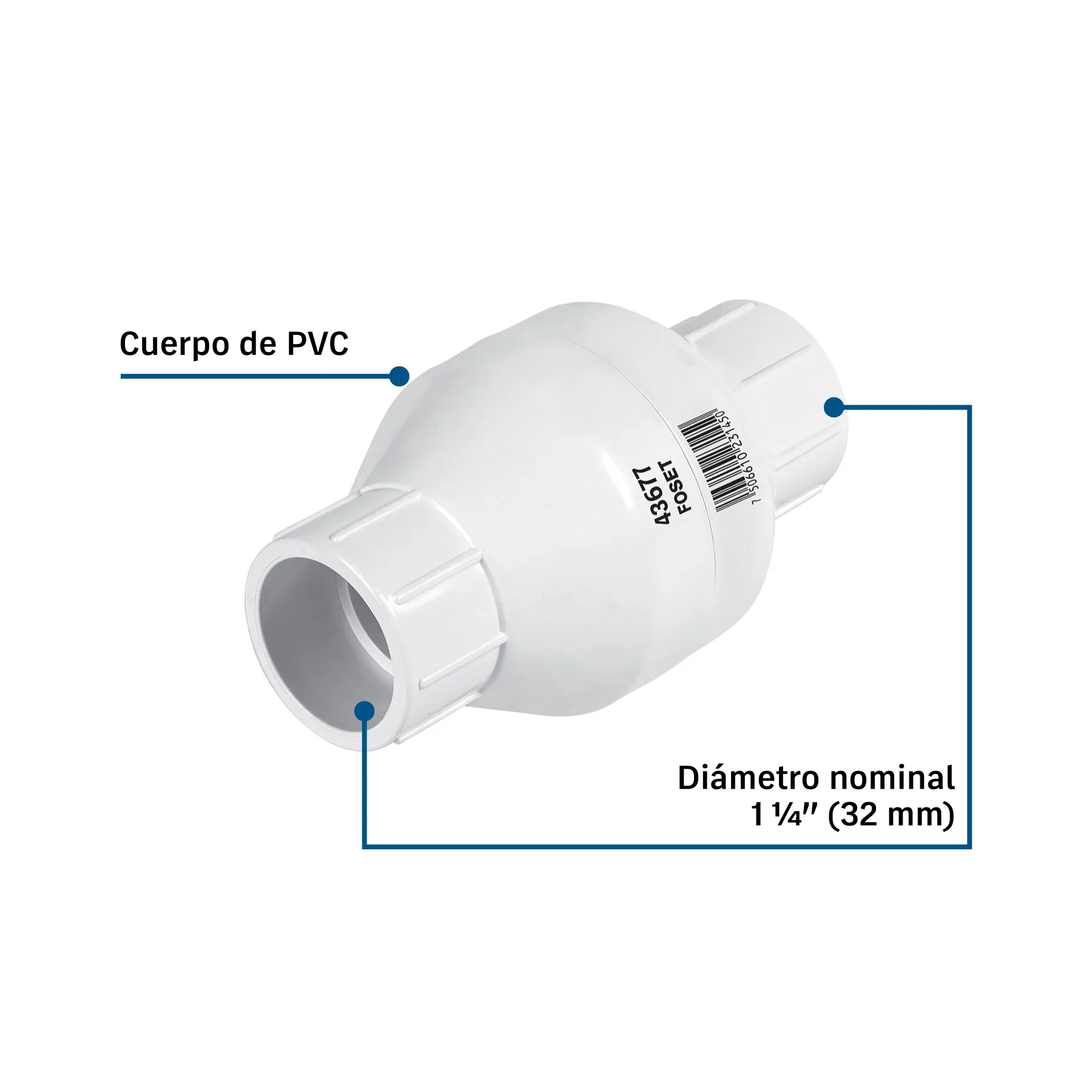Válvula check Cementable Foset PVC 1-1/4 "
