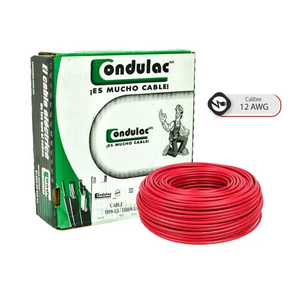 Cable sencillo #12 Rojo Condulact Por caja (100 m)